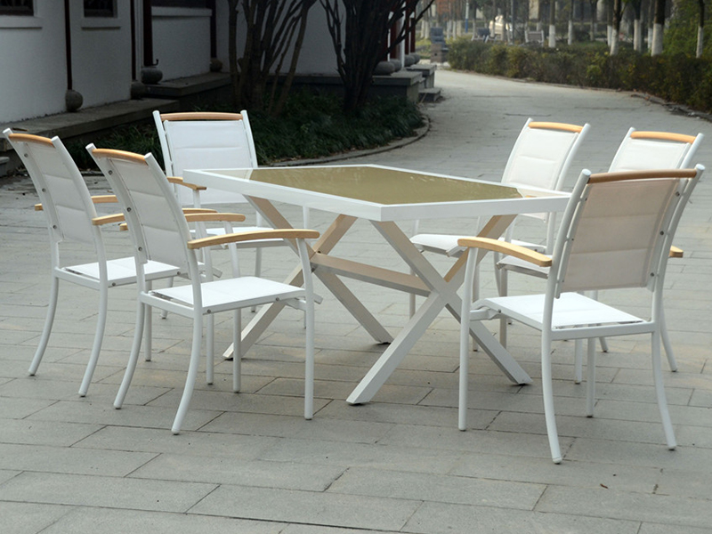 Tabela retangular 6 Pátio de jardim de tabela retangular 7pcs Conjunto de jardim YQ-023A-2