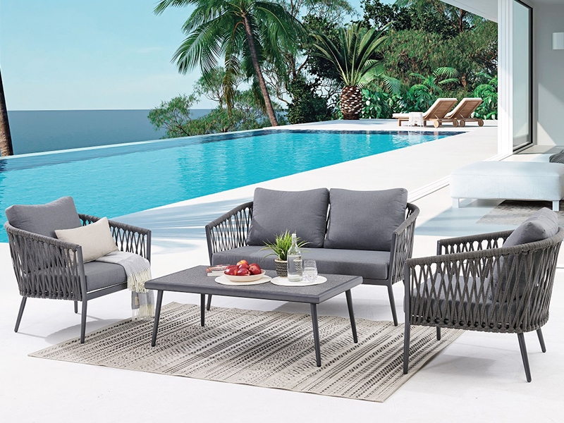 Luxury Style Hotel Garden Backyard Patio Cordão de alumínio Sofás ao ar livre Defina móveis YQC-2714