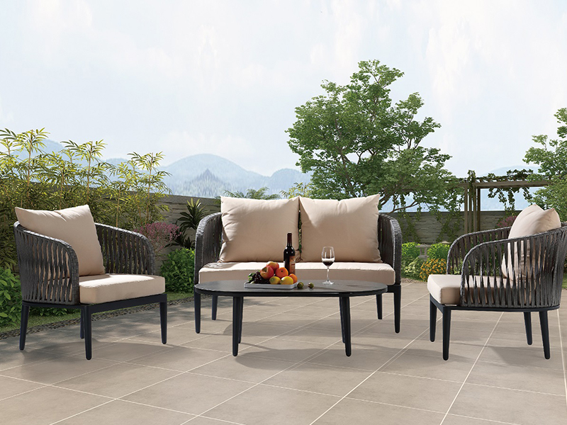 Móveis de corda ALU SOFA SOFA SOFA SOFA DE MOVILOS ANTERIORES 4 PCS ROPE ALU YQC-2732