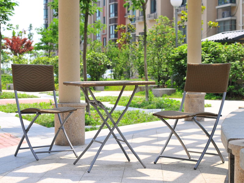 Conjunto de cadeira dobrável de vime ao ar livre, 3pcs Foldin Patio Furniture YQR-138