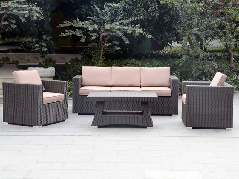 Conjunto de sofá de vime, conjunto de sofá de jardim de 4pcs, móveis de vime, cadeira de vime de alumínio, YQR-380A