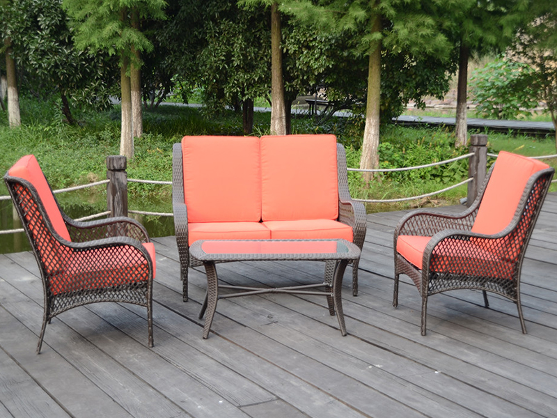 Móveis de vime de design kd, sofá de tamanho grande de tamanho grande, conjunto de jardim de aço conjunto de jardim YQR-412