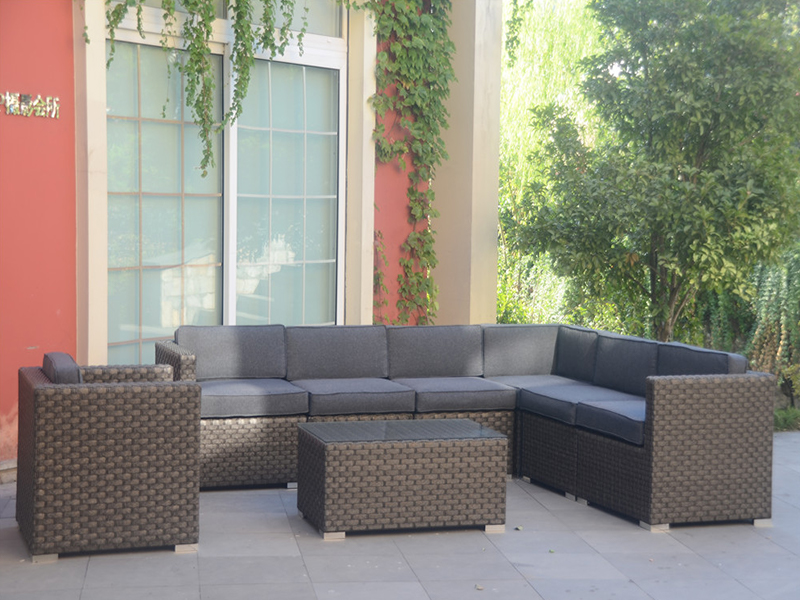 Conjunto de sofá de vime, móveis de lazer de jardim de alumínio 8pcs yqr-468