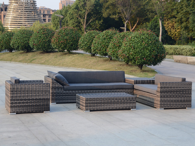 Conjunto de cadeira de sofá de Rattan Garden Lounge, móveis de vime do pátio 5pcs, YQR-479