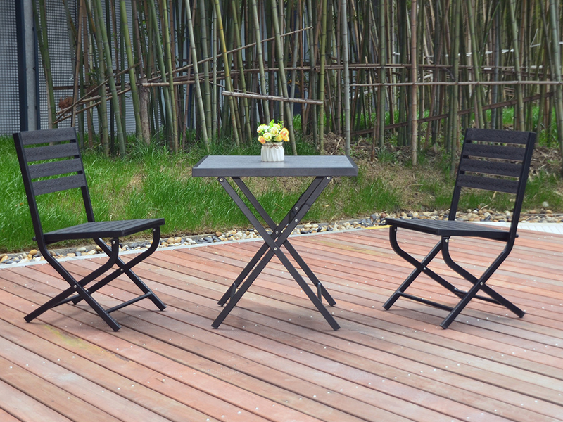 Conjunto de pátio de alumínio dobrável, mesa de café de alumínio YQW-423
